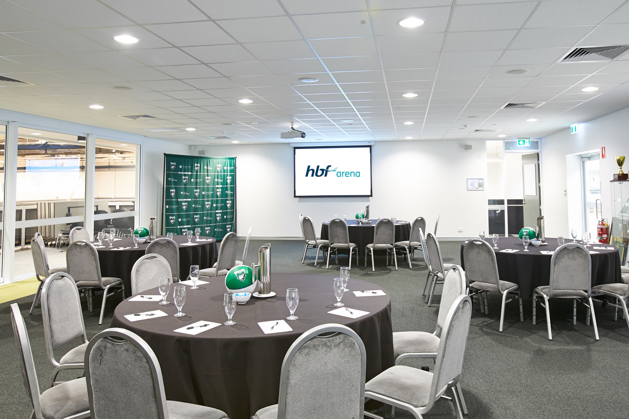 A photo of a set up function room within Arena Joondalup